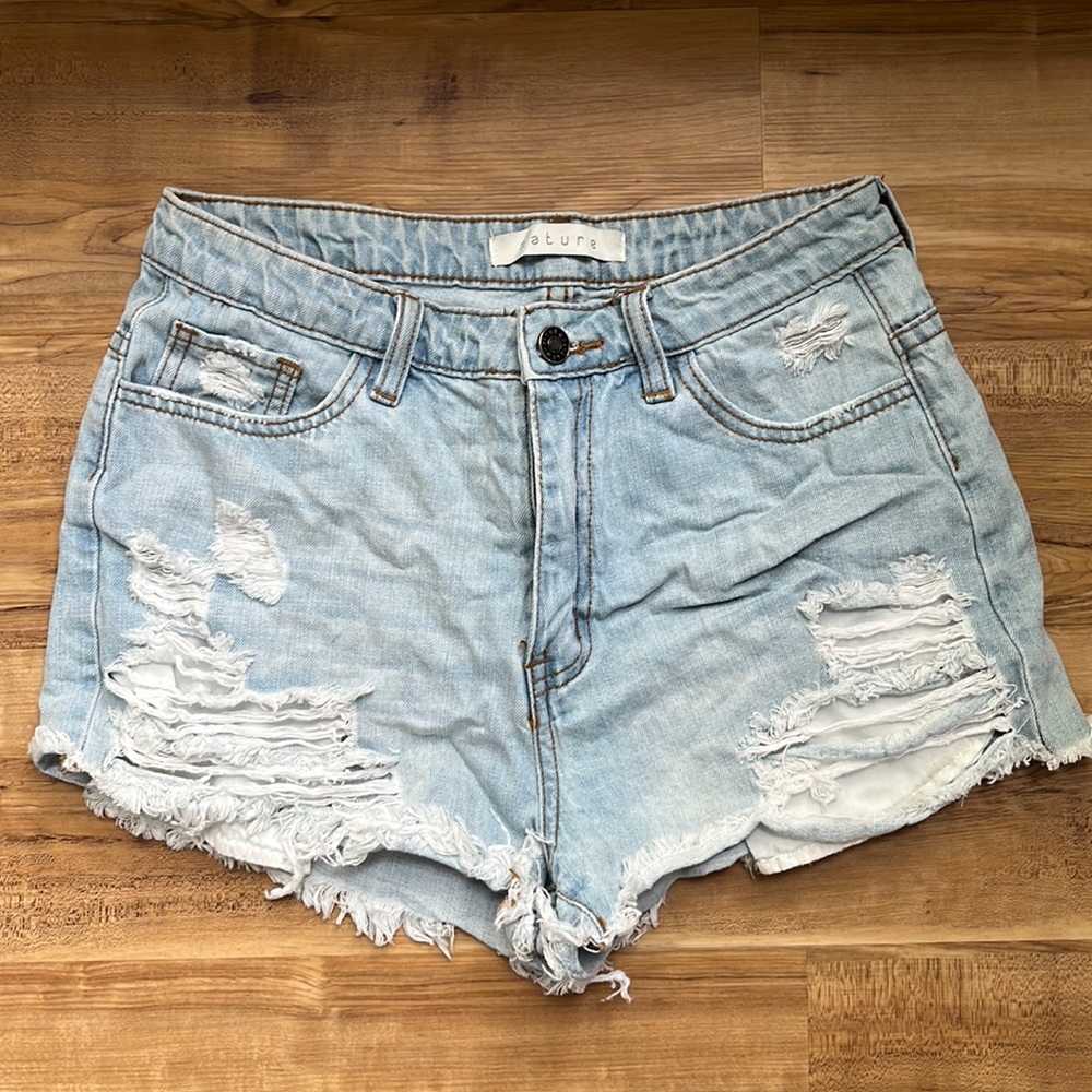 Distressed Denim Shorts